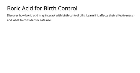 Boric Acid for Birth Control – meds.is